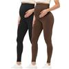 Buttergene, Leggings da Donna per Gravidanza, Abbigliamento Attivo, Allenamento e Yoga, Confezione da 2 Nero/caffè, L
