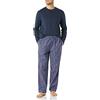 Amazon Essentials Completo Pigiama con Pantaloni e Maglia a Maniche Lunghe in Flanella Uomo, Blu Marino Scoiattolo, XS