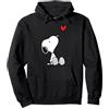 Peanuts Cuore Seduto Snoopy Felpa con Cappuccio, Unisex per Adulti, Nero, M