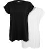 Urban Classics Set 2 T-Shirts da Donna con Corta, Maglietta a Maniche Arrotolate da Donna, Colore Nero/Bianco, XL