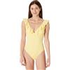 Amazon Essentials Costume da Bagno Intero con Scollo a V e Volant Donna