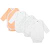 BABIDU | Set 4 Body Incrociati Neonato Manica Lunga - 100% Cotone, Morbidi e Traspiranti - Corredino Nascita Unisex Bambino e Bambina, Delicati sulla Pelle, Made in Europe