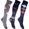 HKM Cardiff Calze da Equitazione, Blu Scuro Rosso, L Donna