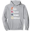 Anime Manga Kawaii Regalo Giapponesi Manga Kawaiano Giapponese - Cute Eat Sleep Anime Repeat Felpa con Cappuccio, Unisex per Adulti, Grigio Melange, M
