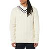 Amazon Essentials Maglione da Uomo con Scollo a V in Maglia a trecce, Beige Chiaro,
