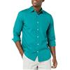 Amazon Essentials Camicia in Popeline Elasticizzato A Manica Lunga dalla vestibilità Aderente Uomo, Foglia di tè, L