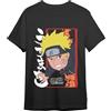 Comic Studio | Naruto Shippuden Maglietta | Licenza Ufficiale | Naruto Uzumaki & Sasuke Uchiha | Unisex | Nero