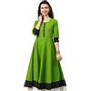 Yash Gallery Tunica Indiana Top Donna Cotone Fiammato Stampato Anarkali Kurta (Verde) Piccolo