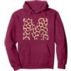 Leopard Alphabet Cheetah Letter Tees Lettera M Ghepardo Leopardo Stampa Rosa Iniziale Zebra Corrispondenza Felpa con Cappuccio, Unisex per Adulti, Bordeaux, M