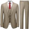 Cooper & Nelson Completo da Uomo Aderente, 3 Pezzi, Giacca a Tinta Unita con Un Bottone, Pantaloni, Gilet e Cravatta, Set da Smoking, Cachi, M