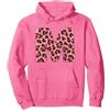 Leopard Alphabet Cheetah Letter Tees Lettera M Ghepardo Leopardo Stampa Rosa Iniziale Zebra Corrispondenza Felpa con Cappuccio, Unisex per Adulti, Rosa Acceso, L