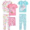 Simple Joys by Carter's 6-Piece Snug Fit Cotton Pajama Set Pigiama, Bianco Animali della Foresta/Blu Coniglietto/Rosa Pois, 2 Anni (Pacco da 3) Bambina