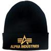 Alpha Industries 3D Beanie Cappello da Uomo in Acrilico Lavorato a Maglia Black/Yellow Gold
