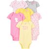 Simple Joys by Carter's 6-Pack Short-Sleeve Bodysuit Body, Rosa/Giallo, 0 Mesi (Pacco da 6) Bimba