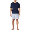 Amazon Essentials Pigiama Corto in Popeline di Cotone Uomo, Blu Marino/Thin Stripe, L