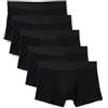 Amazon Essentials Boxer in Jersey di Cotone, Biancheria Intima Uomo, Pacco da 5, Nero, XL