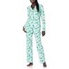 Amazon Essentials Set pigiama in flanella di pantaloni e camicia con bottoni frontali a maniche lunghe Donna, Ecru Alberi Di Natale, XS