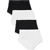 Playtex Slip Maxi in Cotone Bio Confortevole Donna x4, Bianco/Nero, 5/XL