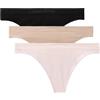 Calvin Klein Donna Perizomi Confezione da 3 Elasticizzati, Multicolore (Black/Cedar/Eggshell), L