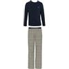 Emporio Armani Men's Yarn Dyed Woven Long Pajamas Bottom