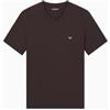 Emporio Armani T-Shirt da Uomo in Morbido Modal con Scollo a V, Marrone, vestibilità Aderente S, Marrone, S