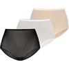 Teyli Mutande da Donna a Vita Alta, Confezione da 3 Mutandine da Donna, Nero, Bianco, Beige, L