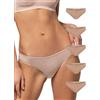 POMPEA 5 Pezzi Slip Donna in Cotone a Vita Bassa, Mutande in Tessuto Jersey Elasticizzato con Cuciture Piatte