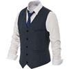 PJ PAUL JONES Gilet da uomo in tweed a spina di pesce, casual, misto lana, Blu navy, Medium