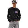 Tommy Jeans Uomo Felpa Flag Crew con Scollo Rotondo, Nero (Black), XXL