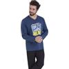 Athena - Pigiama Lungo da Uomo, Ecopack- Jersey 100% Cotone Traspirante - Maglietta a Maniche Lunghe + Pantaloni - Etichetta Oeko-Tex® Standard 100, Marina/Nero, XXL