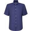 Seidensticker Camicia da Uomo Business, vestibilità Normale, Morbida, Colletto Kent, Maniche Corte, 100% Lino, Blu, 38