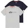 Alpha Industries Maglietta Alpha Label T 2 Pack Uomo Grey.Heat/Rep.Blue