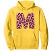 Leopard Alphabet Cheetah Letter Tees Lettera M Ghepardo Leopardo Stampa Rosa Iniziale Zebra Corrispondenza Felpa con Cappuccio, Unisex per Adulti, Limone, S