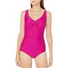 Maxine Of Hollywood V-Neck Twist Front Shirred One Piece Swimsuit Costume Intero Donna