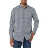 Amazon Essentials Camicia in Popeline Elasticizzato A Manica Lunga dalla vestibilità Aderente Uomo, Blu Marino Scuro Percalle, M