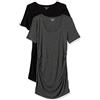 Amazon Essentials T-Shirt con Scollo Rotondo e Arricciatura a Maniche Corte Premaman Donna, Pacco da 2