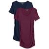 Amazon Essentials T-Shirt con Scollo Rotondo e Arricciatura a Maniche Corte Premaman Donna, Pacco da 2
