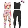 Essenclo Girls Athletic Leggings Yoga Pants w/Sleeveless Crop Tank Tops for Kids Workout Cheer Dance Run Sizes 3-16, 5pc Set - E2110 - Set-11-9-10
