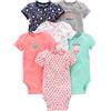 Simple Joys by Carter's 6-Pack Short-Sleeve Bodysuit Body, Multicolore/Floreale/Gufi/Righe, 0 Mesi (Pacco da 6) Bimba