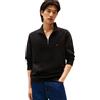 Tommy Hilfiger Uomo Felpa con Cerniera Essential Fleece 1/4 Zip Colletto Troyer, Nero (Black), S