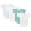 BABIDU | Set 4 Body Neonato Manica Corta Apertura Spalla - 100% Cotone, Morbidi e Traspiranti - Unisex Bambino e Bambina, Facile da Indossare, Made in Europe