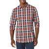 Amazon Essentials Camicia in Popeline Elasticizzato A Manica Lunga dalla vestibilità Aderente Uomo, Blu Marino Rosso Bianco Motivo Scozzese, M