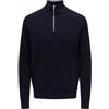 ONLY & SONS ONSPHIL Reg 12 Cotton Half Zip Knit Noos Pullover da Uomo, Blu Scuro, L, Navy Scuro, L