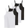 NAME IT Nkfstrap Top 4p Black White Solid Nkfstrap Top 4P Black White Solid Bambine e Ragazze (Pacco da 1)