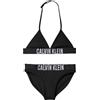 Calvin Klein Bambina Bikini Triangle Set con Fascia con Logo, Nero (Pvh Black), 8-10 Anni