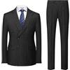 MOGU Abito da Uomo Doppiopetto gessato 2 Pezzi Slim Fit Smoking Giacca Formale e Pantaloni per Affari, Matrimoni, Balli di fine Anno, Nero, XX-Large