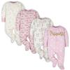 Gerber Baby Girls Confezione da 4 tutine con pigiamini Sleep 'N Play, Princess Pink, 6-9 mesi