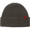 Hugo Berretto Xola da Uomo in Lana Vergine con Logo Rosso, Grigio - Medium Grey, Taglia Unica