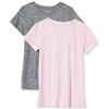 Amazon Essentials Top da Palestra Tecnico a Maniche Corte a Girocollo Elasticizzato ad Asciugatura Rapida (Disponibile in Taglie Forti) Donna, Lot de 2, Grigio Tintura Policromatica/Rosa Chiaro, S