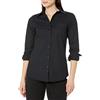 Amazon Essentials Camicia Oxford Elasticizzata a Maniche Lunghe con Bottoni (Disponibile in Taglie Forti) Donna, Nero, XS